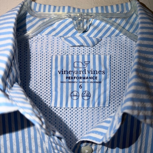 Vineyard Vines Harbor Sleeveless Shirt Dress Women Performance Seersucker - Picture 4 of 6